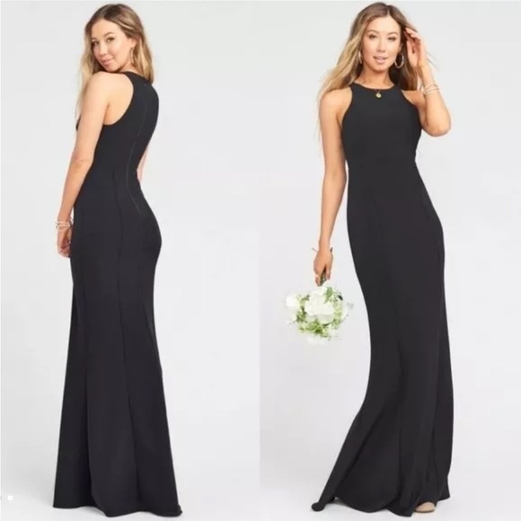 Show Me Your Mumu Chicago High Neck Maxi Formal Gown Dress Wedding Black Medium - Picture 1 of 4